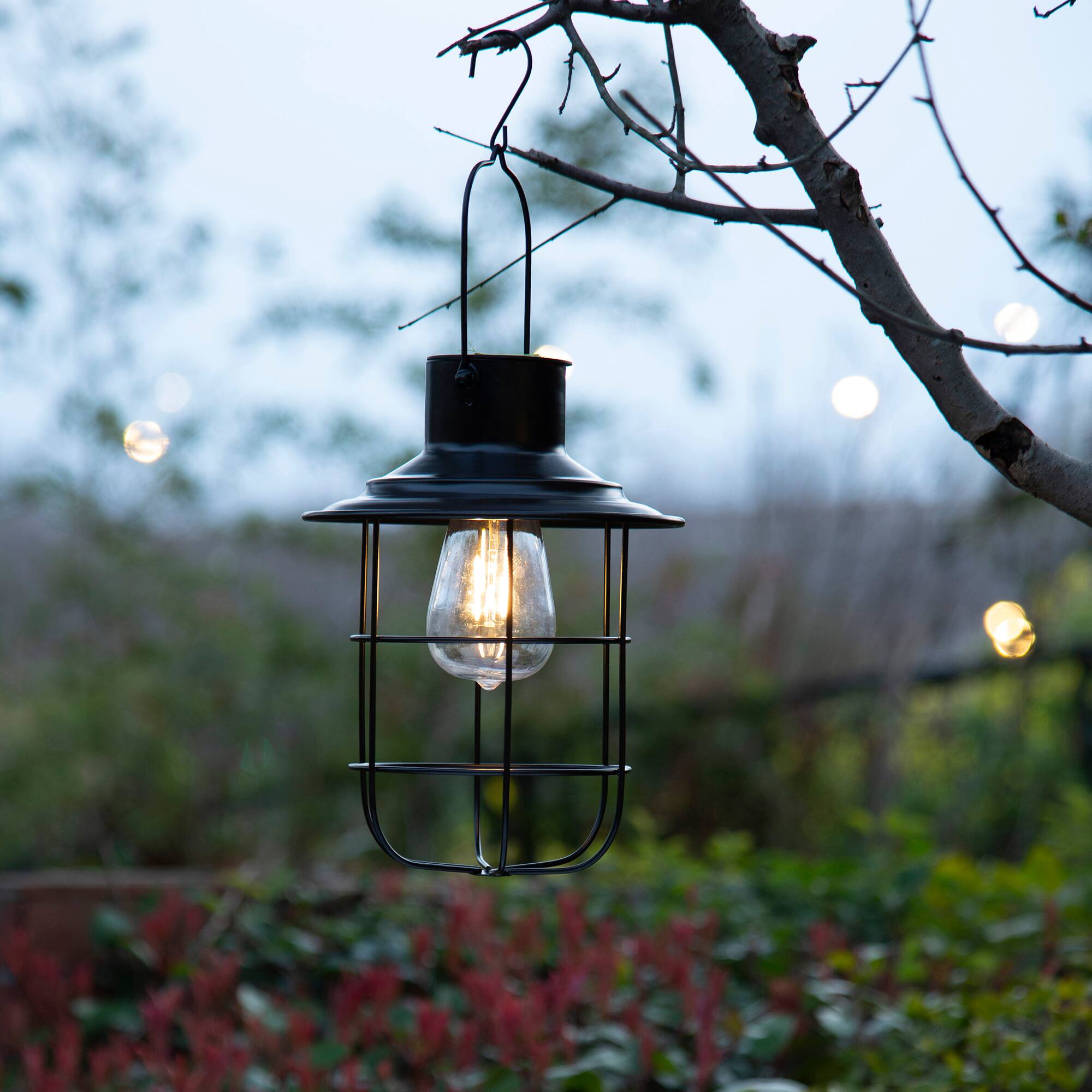 Glitzhome® 10" Wire Solar Powered Outdoor Hanging Lantern